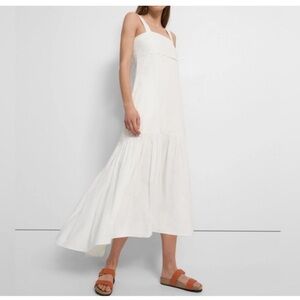 Theory Linen blend Tie back Midi Dress Sz M